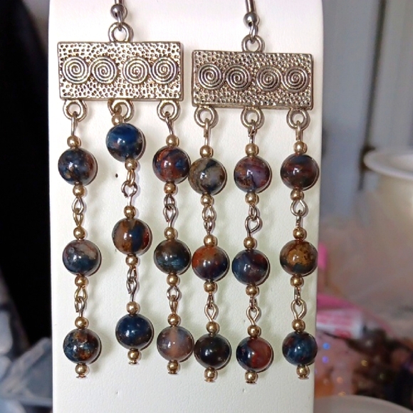 Wicked Obscura Jewelry - Boho Style Pietersite Drop Artisan Earrings NWOT